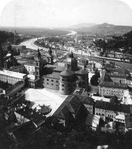 Blick auf Salzburg von der Festung Hohensalzburg, Salzburg, Österreich, ca. 1900