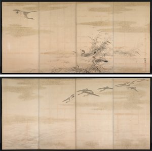Gänse, Schilf und Wasser von Yamamoto Baiitsu