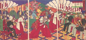 Kommandanten empfangen die Trinkbecher des Kaisers, 1886 Meiji 19