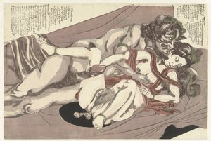 Satyr und Nymphe beim Liebesspiel von Yanagawa Shigenobu (I) (attributed to)