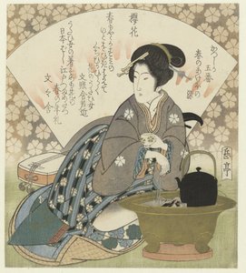 Kirschblüte (Eine Serie von fünf Drucken für die Katsushika Dichtervereinigung: Farben des angebrochenen Frühlings) von Yashima Gakutei