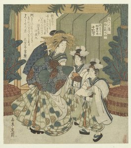 Nummer vier: Die Torverzierungen von Togaeri aus dem Matsubaya (Die Nakanochō für die Hisakataya Dichtervereinigung) von Yashima Gakutei