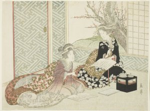 Zwei Frauen beim Lesen von Yashima Gakutei