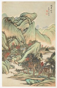 Herbstfarben zwischen Berg Quan und Berg Hua, aus einem Album mit 12 Blättern