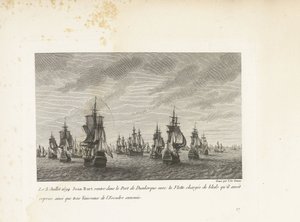 Jan Bart fährt in Dünkirchen mit den zurückeroberten Getreideschiffen ein, 1694