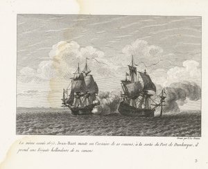Jan Bart erobert eine holländische Fregatte bei Dünkirchen, 1675 (Sammlung der Kämpfe von Jean-Bart) von Yves Marie Le Gouaz