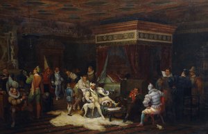 Die Ankunft des Herzogs von Guise im Zimmer von König Heinrich III. von Fontainebleau, 1861 von Yves Theophile Rene Grenier de Saint
