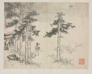 Landschaftsalbum in verschiedenen Stilen: Shibiao wartet auf den Mond von Zha Shibiao