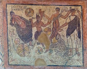 Römisches Mosaik aus dem 4. Jahrhundert n. Chr., das eine Bacchusszene darstellt, 2021 von . .