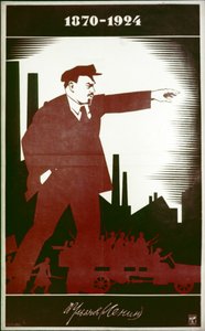 Ein sowjetisches Plakat zur Erinnerung an W. I. Lenin von A. Strakhov von Frederick (attr. to) Barnard