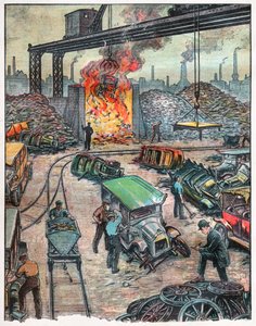 Ein Autounfall in den USA, 1924 (Illustration) von . .