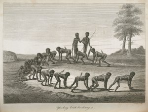 Aborigines Männer imitieren Hunde, Australien