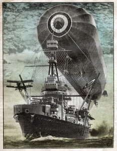 Britische Brustplatte, Luftschiff und Flugzeug. Kriegsschiffprojekt von . .