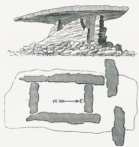 Chûn Quoit, Cornwall, England, Seitenansicht und Grundriss, aus Our Own Country, veröffentlicht 1898 von Ferdinand Georg Waldmuller