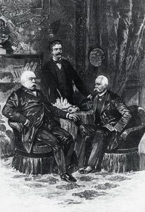 Konferenz zwischen Otto von Bismarck (1815-1898) und Francesco Crispi (1819-1901) in Friedrichsruhe, Oktober 1887, Deutschland