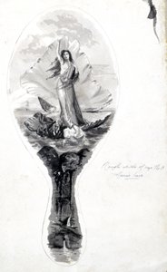 Entwurf für einen Spiegelrücken mit Venus in ihrer Muschel, um 1870-1875