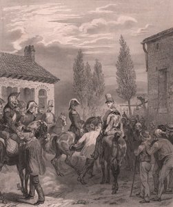 Französische Armee betritt Belgien, August 1831, Stahlstich auf Chinapapier von William Walcutt