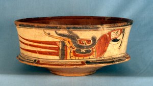 Bestattungsgefäß gefunden in Grab 5 von Balamku, Frühklassische Periode (300-600 n. Chr.) (Terrakotta) von Hippolyte Lalaise Devéria