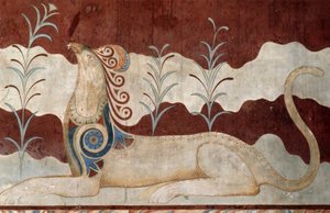 Greif, Fresko im Thronsaal, Palast von Knossos, Kreta, Griechenland, minoische Zivilisation von Georg Carl Heinrich Dollmann