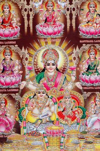 Lakshmi, die Frau von Vishnu, ist die Göttin des Wohlstands, des Glücks und der Schönheit