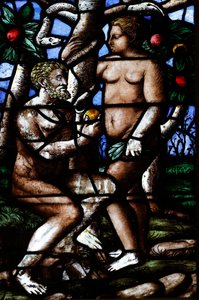 Mailänder Dom. Buntglasfenster. Adam und Eva. Garten Eden. Italien von . .