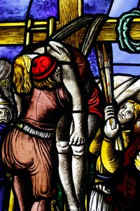 Museum des Mailänder Doms. Buntglasfenster. Kreuzabnahme Christi. 16. Jahrhundert. Italien.
