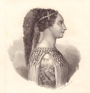 Porträt der italienischen Adligen Isotta degli Atti (ca. 1432-1474), Kupferstich von Caterina Piotti-Pirola von William Walcutt