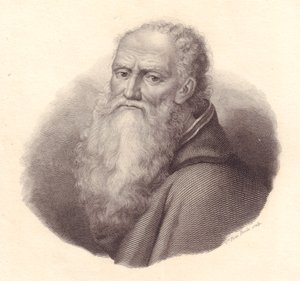 Porträt des italienischen Malers Bernardino Luini (ca. 1481-1532), Kupferstich von Caterina Piotti-Pirola nach einem Selbstporträt von Luini von William Walcutt