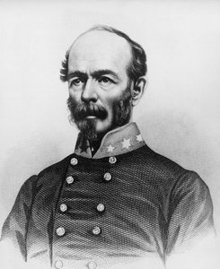 Porträt von Joseph Eggleston Johnston (1807-1891), amerikanischer Offizier während des Mexikanisch-Amerikanischen Krieges, der Seminolenkriege und des Amerikanischen Bürgerkriegs, Kupferstich von William Walcutt