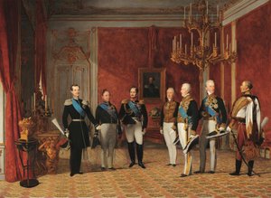 Empfang von Großfürst Alexander Nikolajewitsch durch Fürst Metternich in der Wiener Hofburg im Jahr 1839 von Фердинанд Георг Вальдмюллер