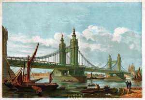 Die Chelsea-Brücke, London. Um 1860 (Gravur)