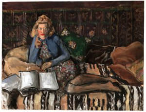 Frau beim Lesen, ca. 1940-1950