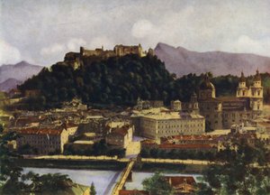 Ein Blick auf Salzburg und die Hohen-Salzburg, Österreich
