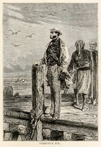 Detektiv Fix, aus In 80 Tagen um die Welt von Jules Verne, graviert von Louis Dumont, 1873