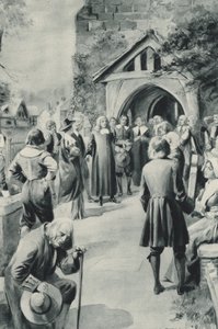 Die Menschen von Eyam in Derbyshire beschließen, ihr von der Pest heimgesuchtes Dorf von der Welt abzuriegeln von after Charles Mills Sheldon