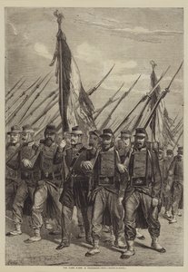 Die in Prozession getragenen Fahnen von after Denis Auguste Marie Raffet