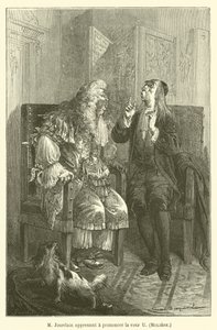 Herr Jourdain lernt den Buchstaben U auszusprechen, Moliere