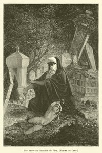 Eine Witwe auf dem Friedhof von Pera, Maxime du Camp von after Emile Antoine Bayard