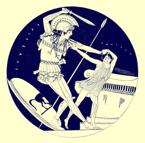 Der Tod von Troilos, Illustration aus Griechische Vasenmalereien von J. E. Harrison und D. S. MacColl, veröffentlicht 1894 von after English School