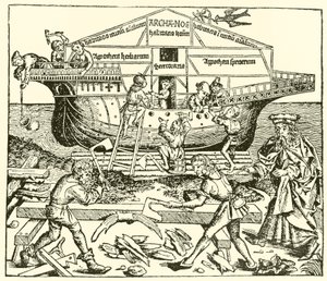 Der Bau der Arche unter der Aufsicht von Noah