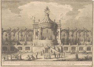 Die Seconda Macchina für die Chinea von 1760: Ein Chinoiserie-Pavillon von after Giuseppe Palazzi Giuseppe Vasi after Paolo Posi