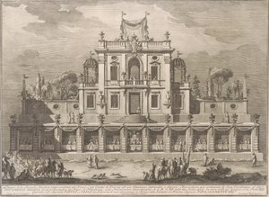 Die zweite Maschine für die Chinea von 1762: Ein Kiosk oder Lusthaus im osmanischen Stil von after Giuseppe Palazzi Giuseppe Vasi after Paolo Posi
