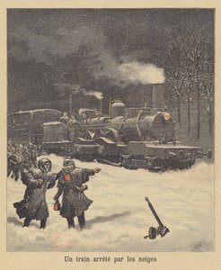 Ein Zug vom Schnee gestoppt