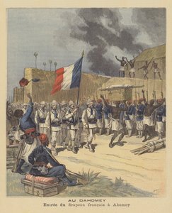Einzug der französischen Flagge in Abomey, Dahomey