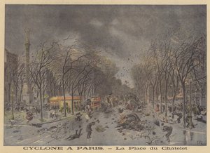 Sturmschäden auf dem Place du Chatelet, Paris von after Henri Meyer