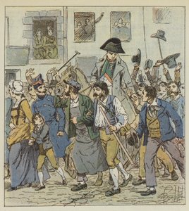 Bei seiner Rückkehr von der Insel Elba wurde der Kaiser im Vorort Saint-Antoine mit beispiellosem Enthusiasmus empfangen von after Louis Charles Bombled