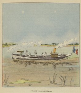 Dampfbarkasse auf dem Ikopa von after Louis Charles Bombled