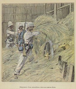 Entdeckung eines Maschinengewehrs in einem Hova-Haus von after Louis Charles Bombled