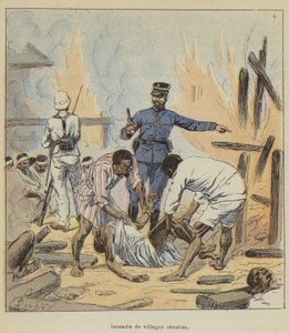 Brand von aufständischen Dörfern von after Louis Charles Bombled