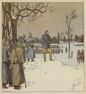 General Chanzy inspiziert am 11. Januar vor der Schlacht die Front der Stellungen von after Louis Charles Bombled